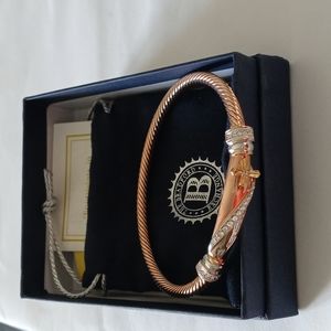 Footprints in the Sand Copper Wellness Bracelet w 18k gold, rose gold & crystals